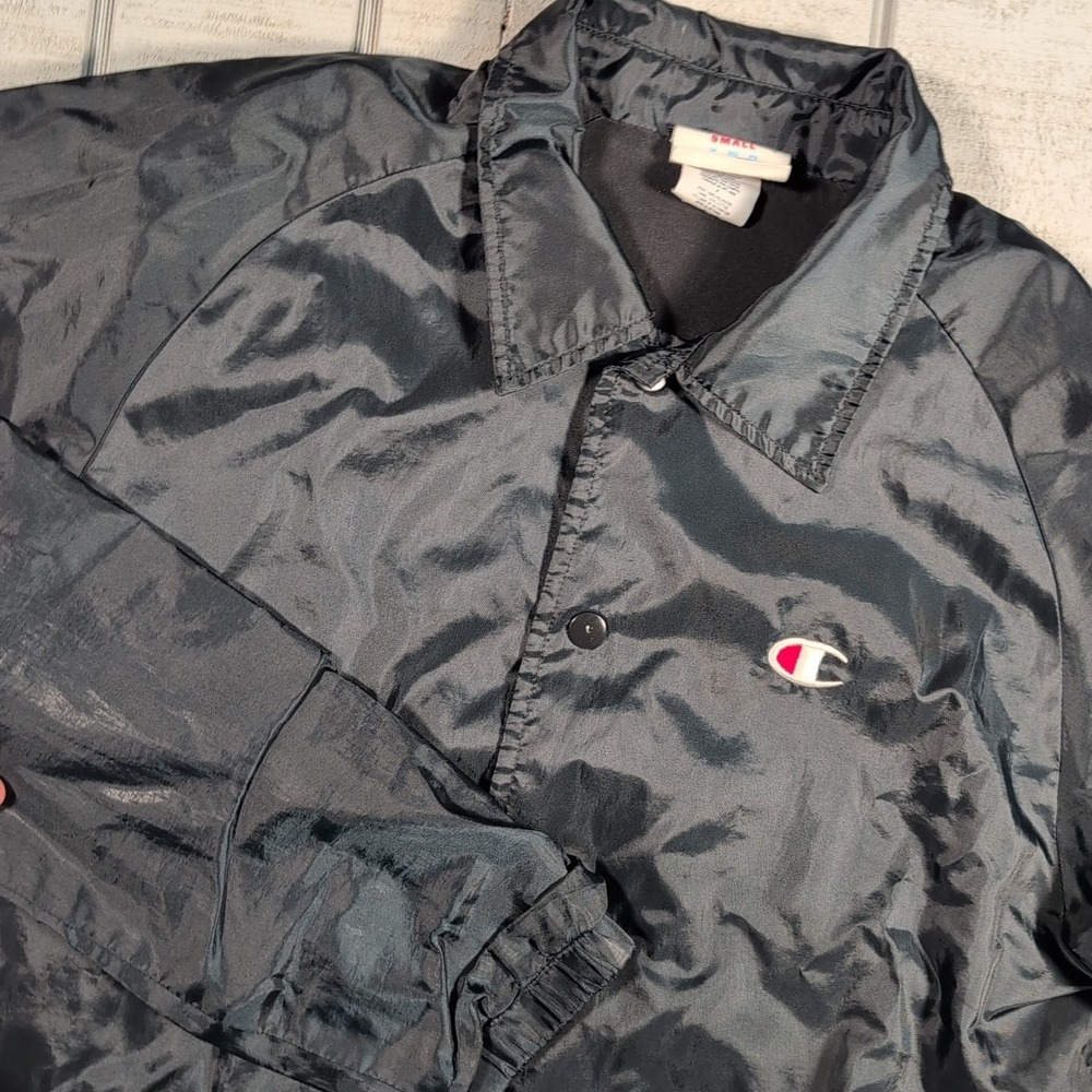 VTG Champion Lined Windbreaker Jacket Boys‎ Youth Small Black Daily Active Wear